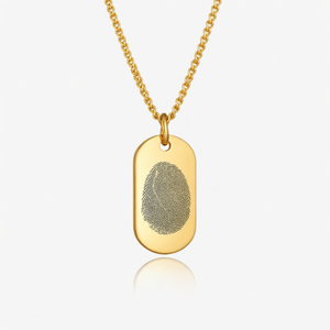 Gold Mini Dog Tag FingerprintNecklace