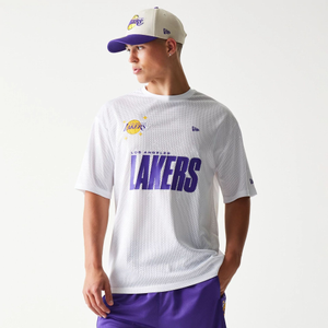 LA Lakers NBA Graphic Mesh White T-Shirt