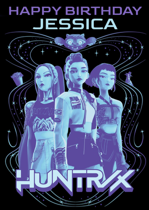 Kpop Demon Hunters Huntrix Futuristic Neon Birthday Card