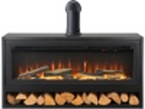 Acantha Vision Electric Media Stove with Log Store & Stove Pipe in Black