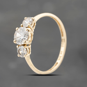 Pre-Owned 9ct Yellow Gold Cubic Zirconia Three Stone Ring 41103515