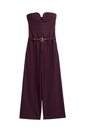 Strapless Pinstripe Belted Jumpsuit (S)