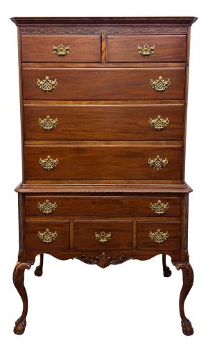 Vintage Northern Furniture Company Regency Style Mahogany Highboy / Chest of Drawers