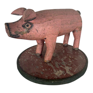 Folk Art Carved and Painted Pig