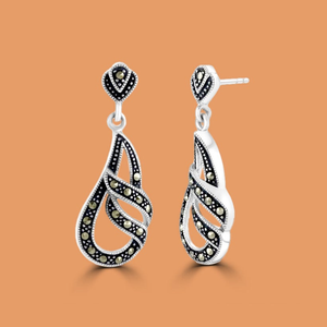 Signature Silver Marcasite Wing Drop Earrings