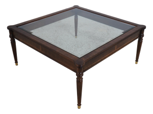 Henredon Sheraton Style Glass Top Coffee Table