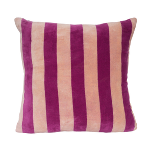 The Striped Velvet Cushion - Pink (one size)