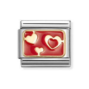 Classic Gold & Red Plate Heart Charm
