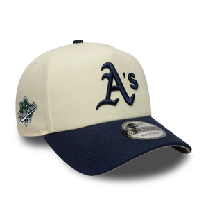 Athletics MLB Chrome Blue Contrast Cream 9FORTY A-Frame Adjustable Cap