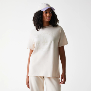 LA Dodgers Womens MLB Tonal Graphic Light Beige Oversized T-Shirt