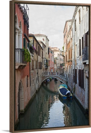A Tiny Section Of The City's Maze Of Canals And Narrow Waterways, Venice, Veneto, Italy