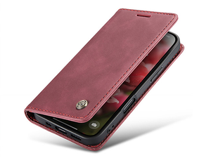 CaseMe Slim Synthetic Leather Wallet Case with Stand for iPhone 17 - Burgundy