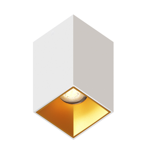 Spot LED en saillie - Dimmable - Blanc / Doré - Carré - 3W - 2700K - 345 Lumens - 80x80 mm