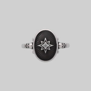 THE HEREAFTER. Black Enamel Oval Ring - Silver