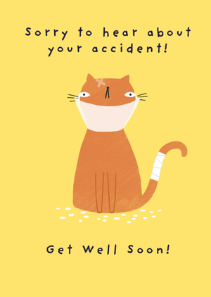 Sorry To Hear About Your Accident Illustrated Cat Get Well Card