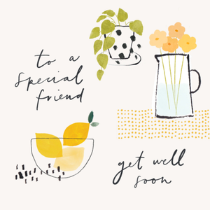 Paperlink Illustrated Flowers And Lemons Special Friend Get Well Card