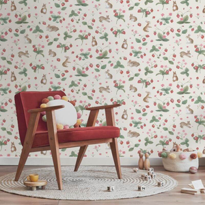 Holden Decor Bunnies and Berries Cream Multi Wallpaper - 14140