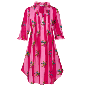 Annabel Cotton Tunic In Pink Palm (XXXL)