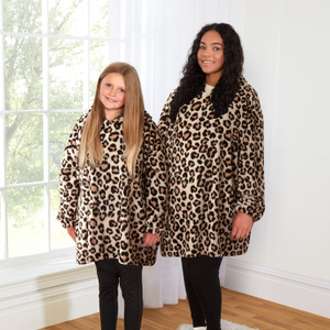 Leopard Print Oversized Fleece Hoodie