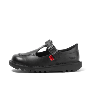 Infant Girls Kick T Bar Vel Leather Black