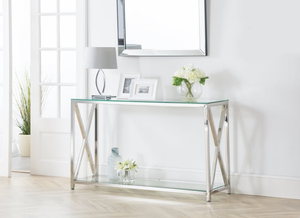 Miami Glass & Chrome Console Table