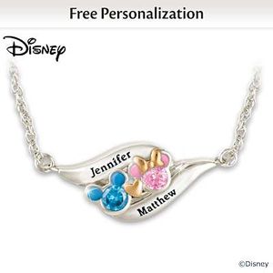 Disney Mickey Mouse And Minnie Mouse Personalized Necklace