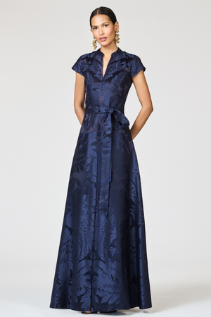 MARA DARK BLUE CAP SLEEVE A-LINE GOWN