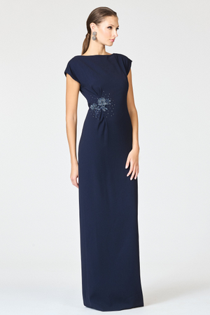 KELLY MIDNIGHT BLUE EMBELLISHED A-LINE GOWN
