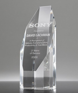 Optical Crystal Octagon Tower Award - Medium Size