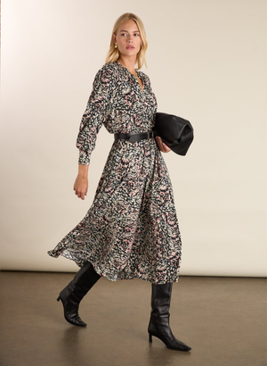 Susannah Printed Midi Dress - UK 08 | EU 36 | US 04 / Black Whirlpool