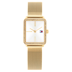 Tommy Hilfiger Gold Steel Mesh Silver White Dial Women's Watch - 1782829
