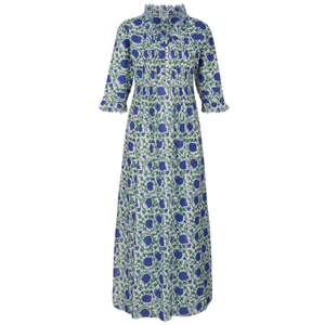 Cotton Annabel Maxi Dress In Blue & Green Vine (6XL)