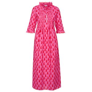 Cotton Annabel Maxi Dress In Pink Chilli (L)