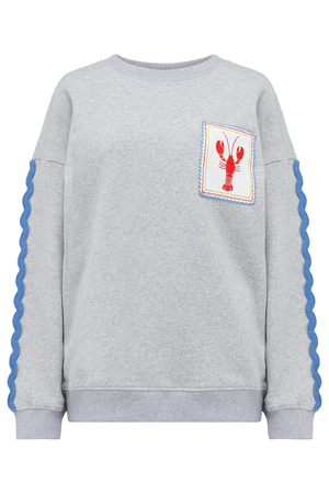 Eadie Relaxed Sweatshirt Grey Marl, Lobster (M)