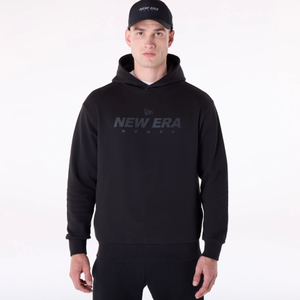 New Era Flag Logo Black Oversized Pullover Hoodie