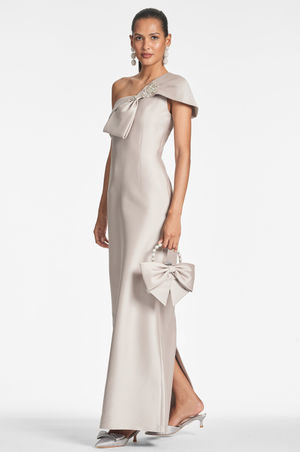 INES GREY MIKADO COLUMN GOWN - FINAL SALE