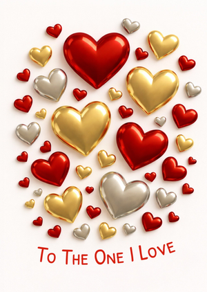 To The One I Love Scattered Hearts Card