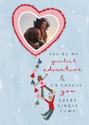 Illustrated Greatest Adventure Photo Upload Valentine's Day Card