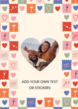 Heart Frame Patterned Design Your Own Photo Upload Card