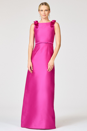 THEA MAGENTA GAZAR COLUMN GOWN - FINAL SALE
