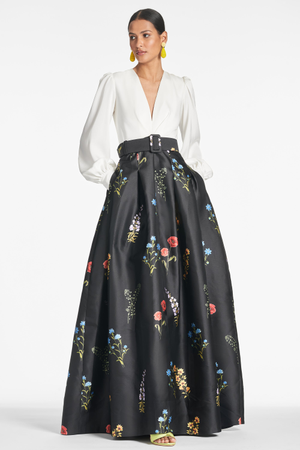 ZOE GOWN - OFF WHITE/NOIR BOUQUET - FINAL SALE