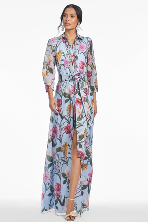 ADDISON BLUE FLORAL SHIRT DRESS GOWN