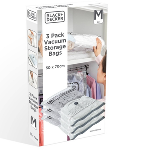 Black and Decker Vacuum Storage Bags Medium 50 x 70cm - Pack of 3 I Extra Thick Durable Waterproof Vacuum Seal Bags