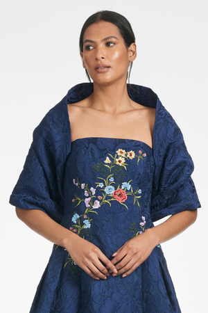 THE HUG MIDNIGHT BLUE JACQUARD SHAWL