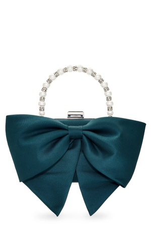 BUBBLY FOREST GREEN MIKADO EVENING CLUTCH BAG