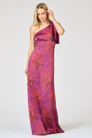 CHELSEA MAGENTA FLORAL FLOOR LENGTH GOWN