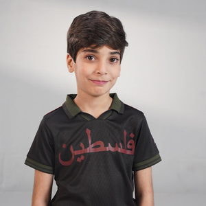 Retro Kids Football Polo – Black (3–16 Years)