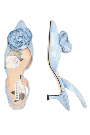 CARNEGIE ICE BLUE DUCHESS SATIN 2 INCH KITTEN HEEL