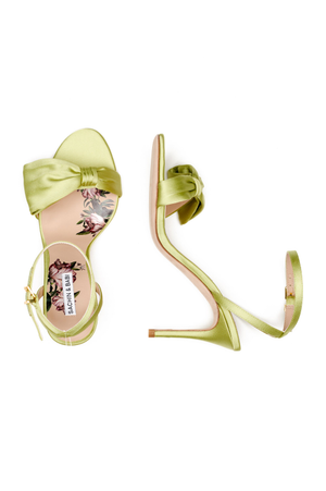 CHELSEA LIME GREEN SATIN 3 INCH OPEN TOE PUMP - FINAL SALE
