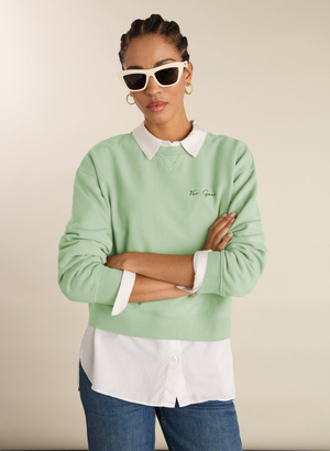 Dorrie Organic Cotton Cropped Sweatshirt - UK 12 | EU 38 | US 08 / Pistachio